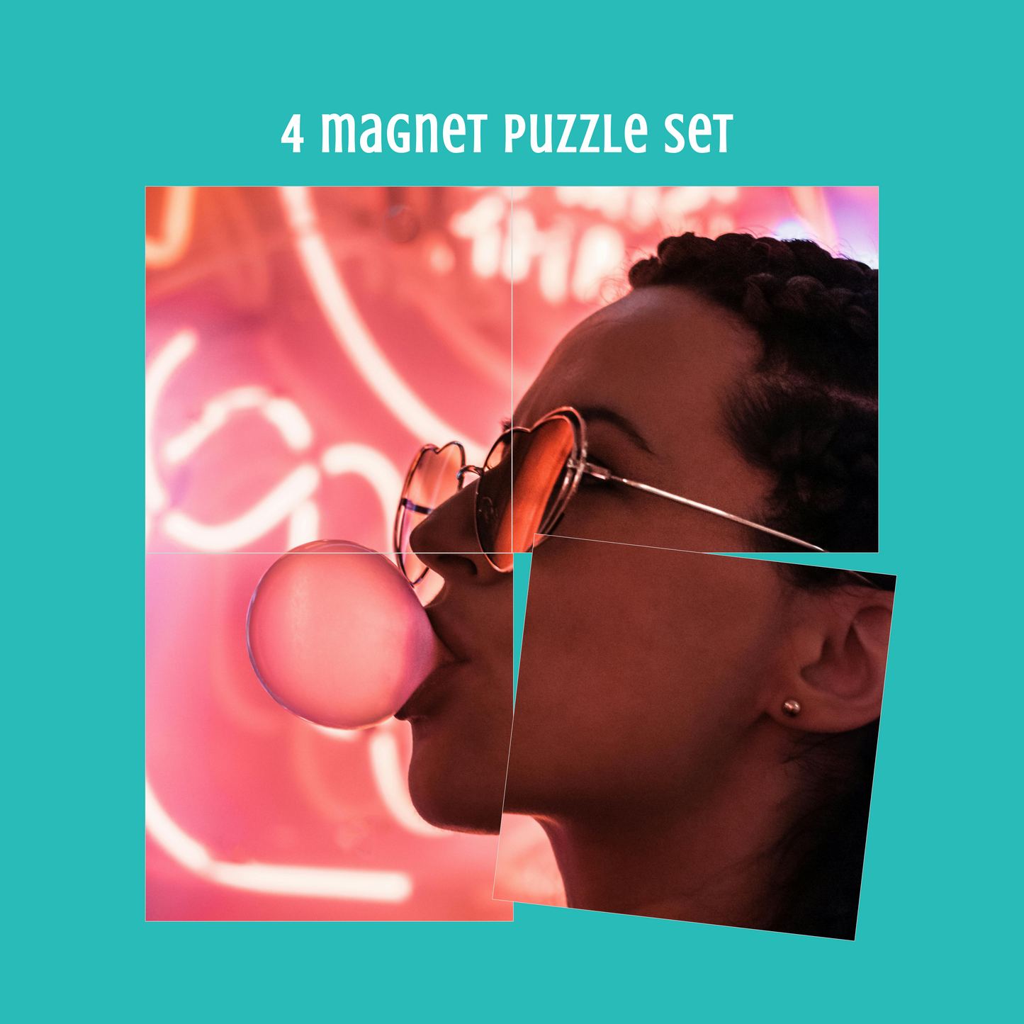 THICK Square Custom Photo Magnet Puzzle Set