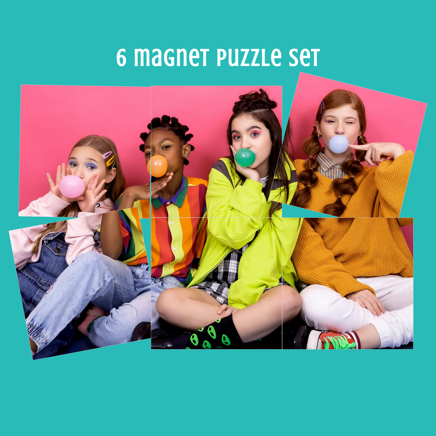 THICK Square Custom Photo Magnet Puzzle Set