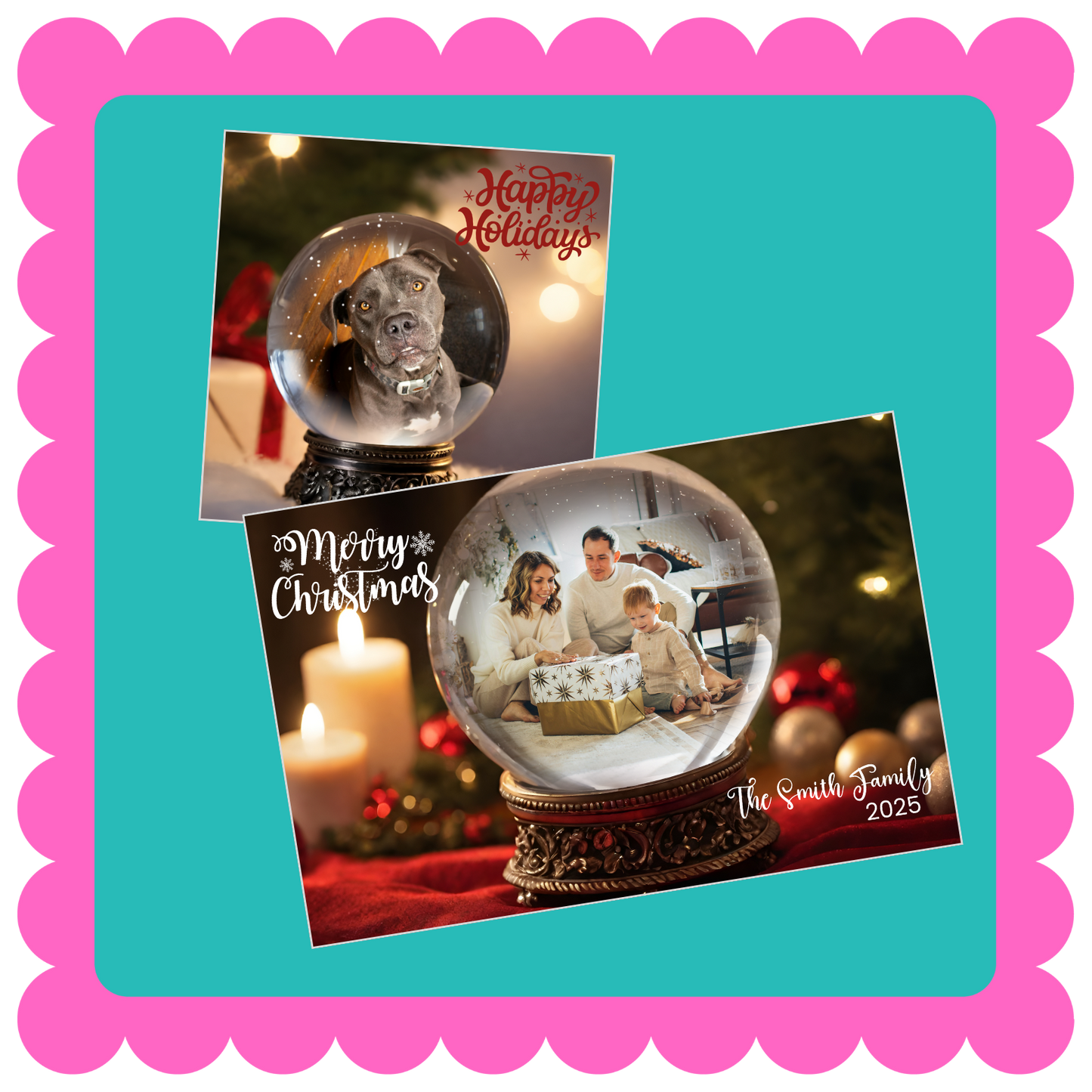 THIN Mailable Snow Globe Greeting Card Photo Magnets
