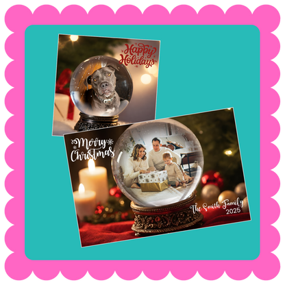 THIN Mailable Snow Globe Greeting Card Photo Magnets