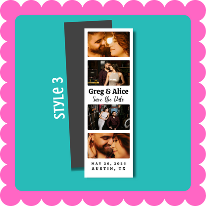 THIN Save the Date Custom Magnets (Photo Strip)