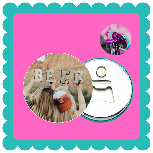 THICK Round Custom Photo Bottle Opener Magnet (2.25in)