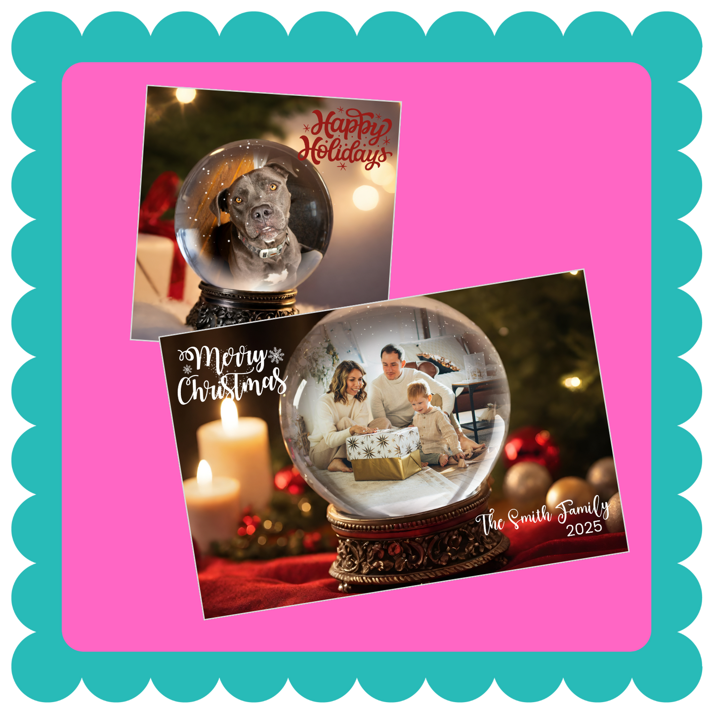 THIN Mailable Snow Globe Greeting Card Photo Magnets