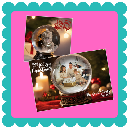 THIN Mailable Snow Globe Greeting Card Photo Magnets