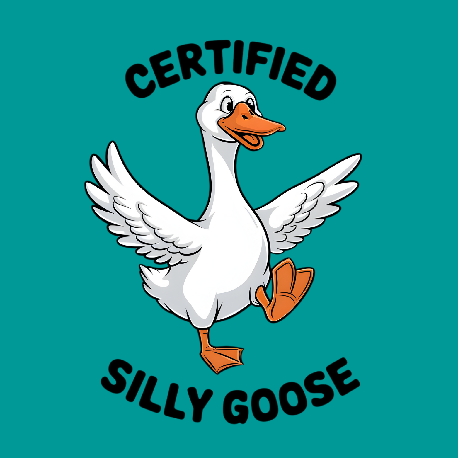 Novelty Fridge Magnet - Cartoon duck with 'Certified Silly Goose' text on a teal background