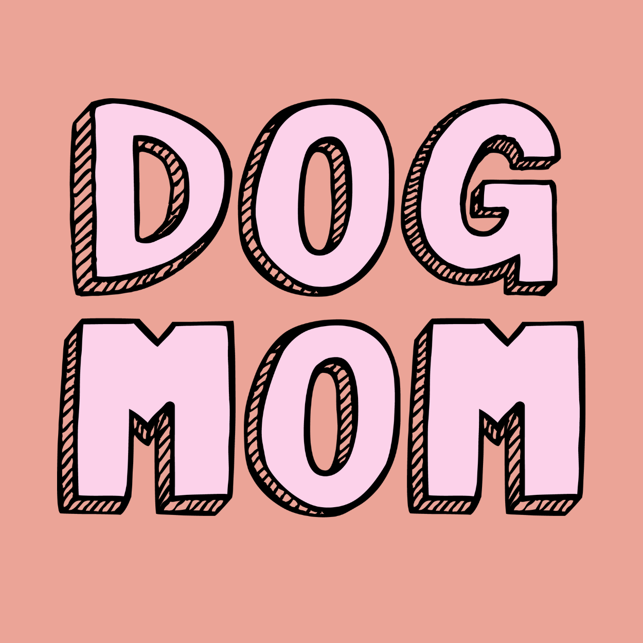 Dog or cat themed humorous novelty, funny fridge magnet. Text 'DOG MOM' on a pink background. Dog Magnet