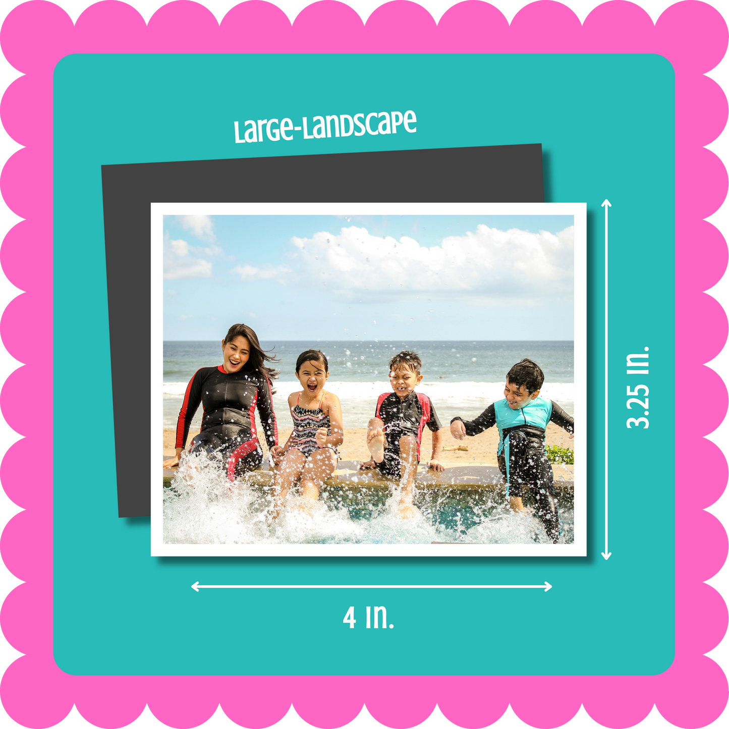 Thin flexible custom photo magnet, 2mm thick, hand-cut and vibrant, personalized fridge magnet displaying favorite photos