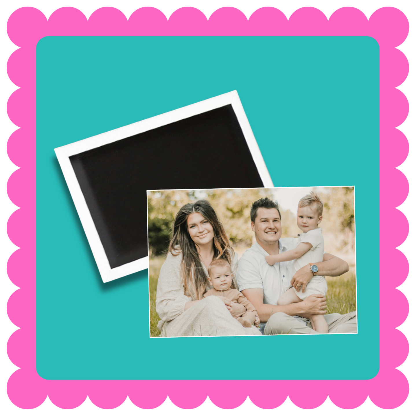 Rectangular custom photo magnet in portrait and landscape orientation, personalized fridge magnet displaying photos or artwork