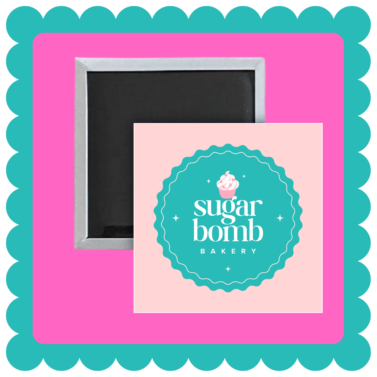 Thick square custom magnet for business logos and special events, personalized promotional magnet on a fridge