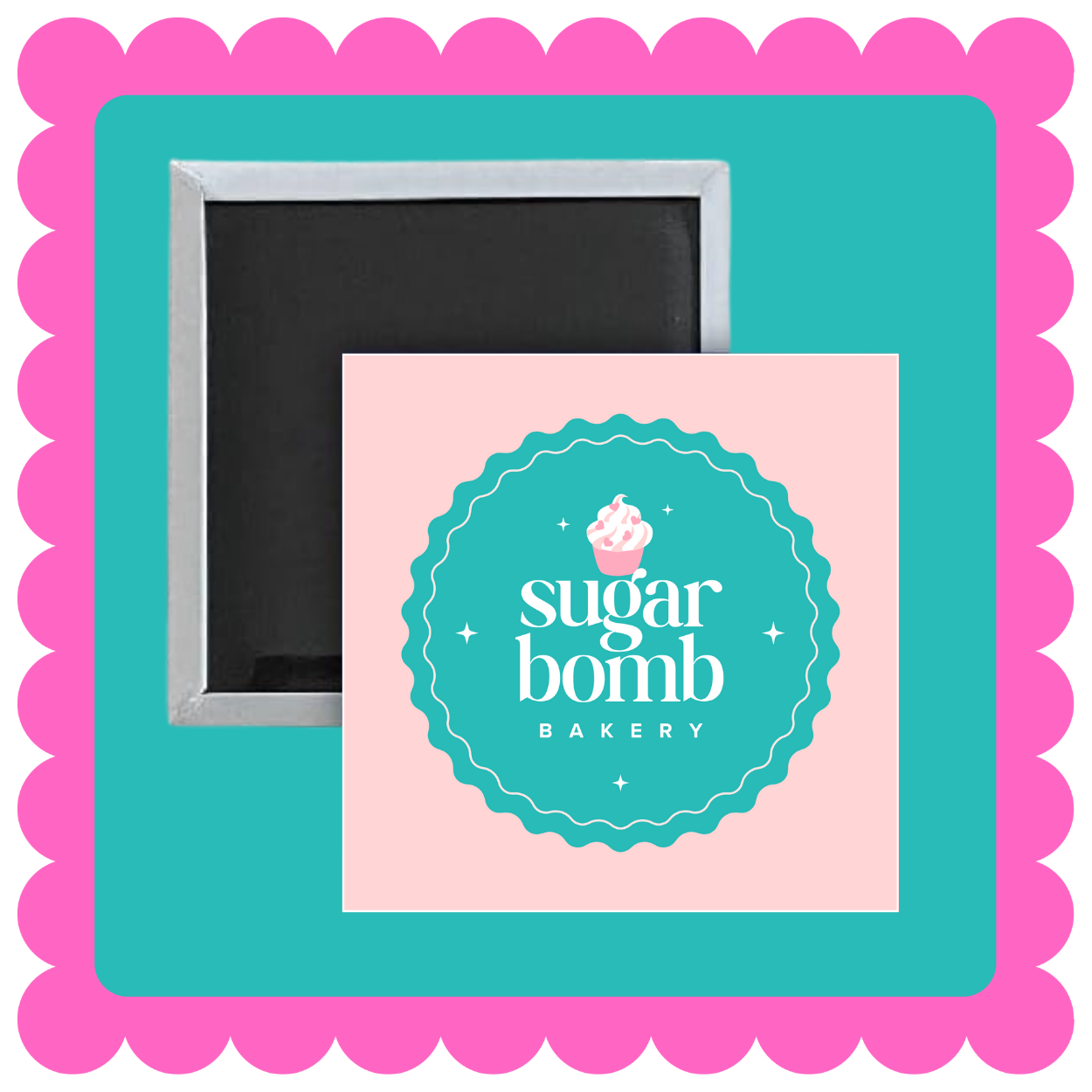 Thick square custom magnet for business logos and special events, personalized promotional magnet on a fridge