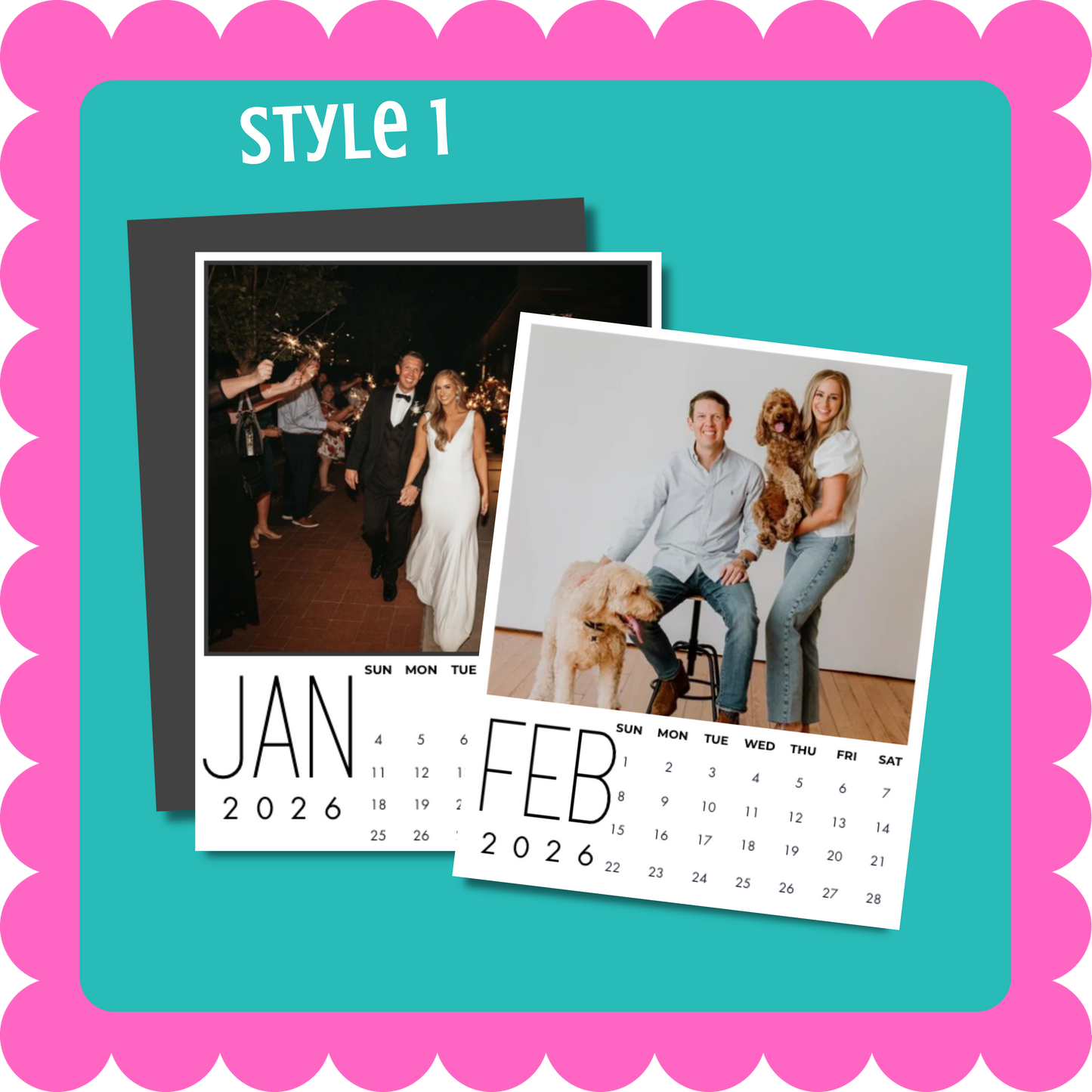 Custom photo magnet calendar, thin flexible 12-month magnetic calendar with personalized photos for fridge, locker, or office. 