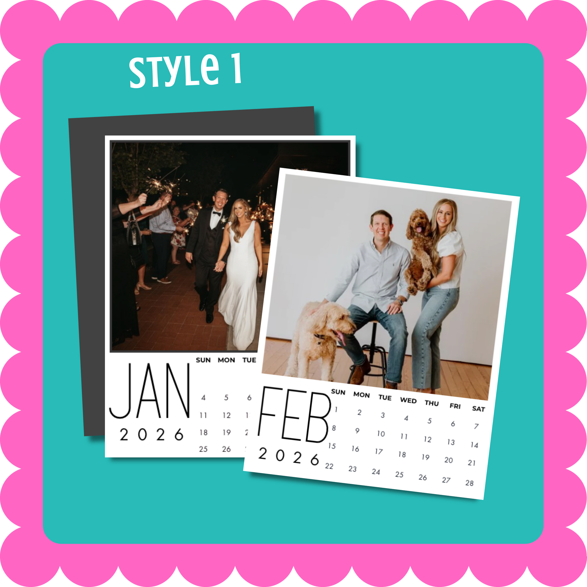 Custom photo magnet calendar, thin flexible 12-month magnetic calendar with personalized photos for fridge, locker, or office. 