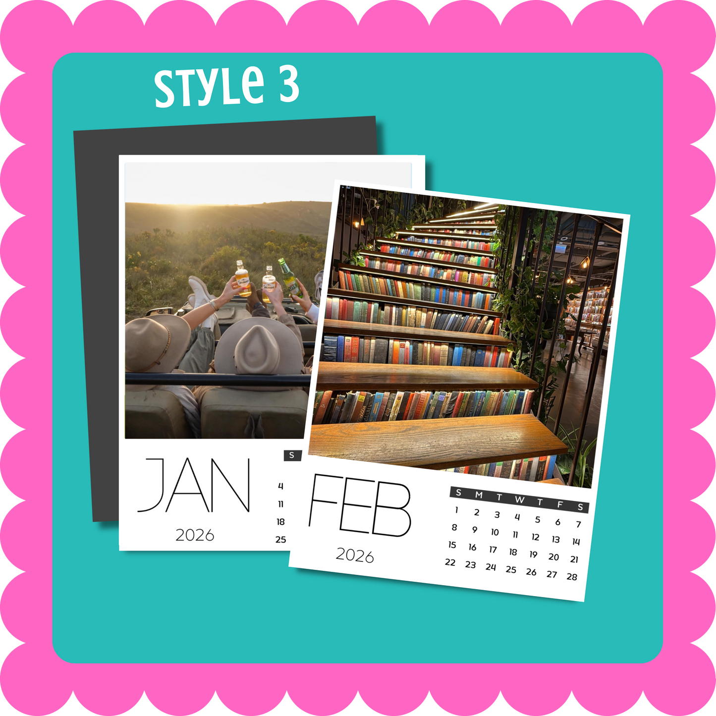 Custom photo magnet calendar, thin flexible 12-month magnetic calendar with personalized photos for fridge, locker, or office. 