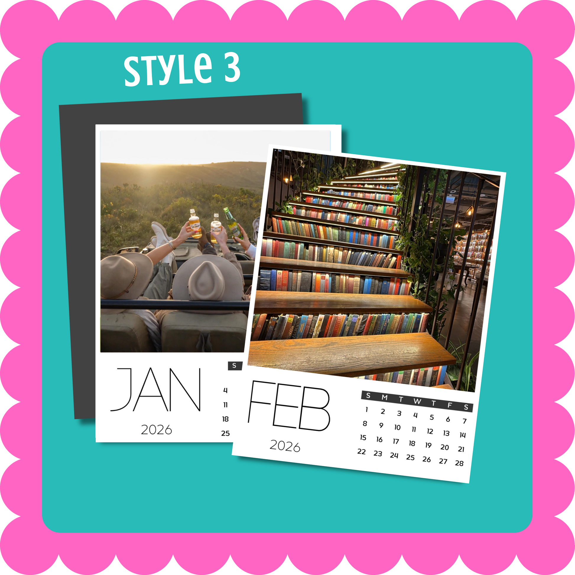 Custom photo magnet calendar, thin flexible 12-month magnetic calendar with personalized photos for fridge, locker, or office. 