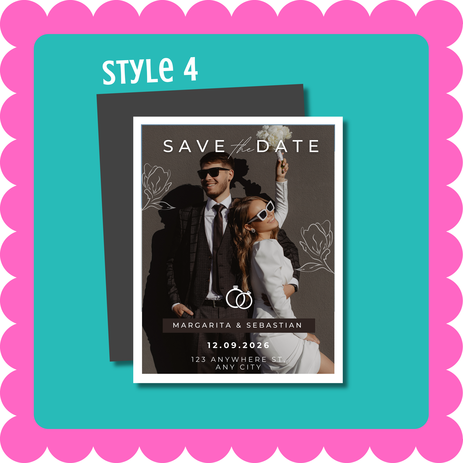 Playful and Modern custom save the date photo magnet for wedding announcement