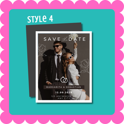 Playful and Modern custom save the date photo magnet for wedding announcement