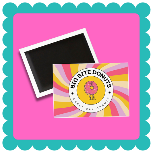 Personalized rectangle custom business magnets for branding, promotional giveaways, and corporate events, bulk orders available. Fridge magnet design on a pink background. Logo Magnet, Event Magnet, Custom Magnet Design