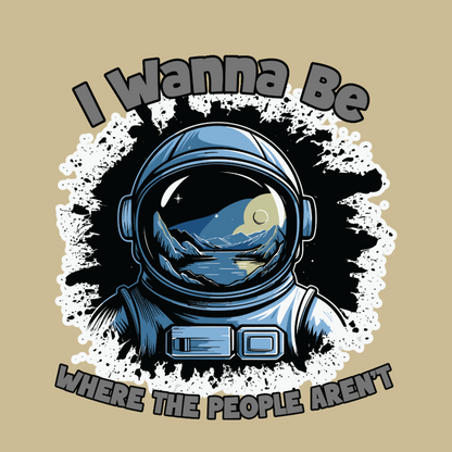 Cryptid fridge magnet with Bigfoot, alien, or Nessie design from the MYTHICAL MISFITS ReadyWhims Collection. Astronaut helmet graphic with 'I Wanna Be Where the People Aren't' text on a beige background. Astronaut Magnet