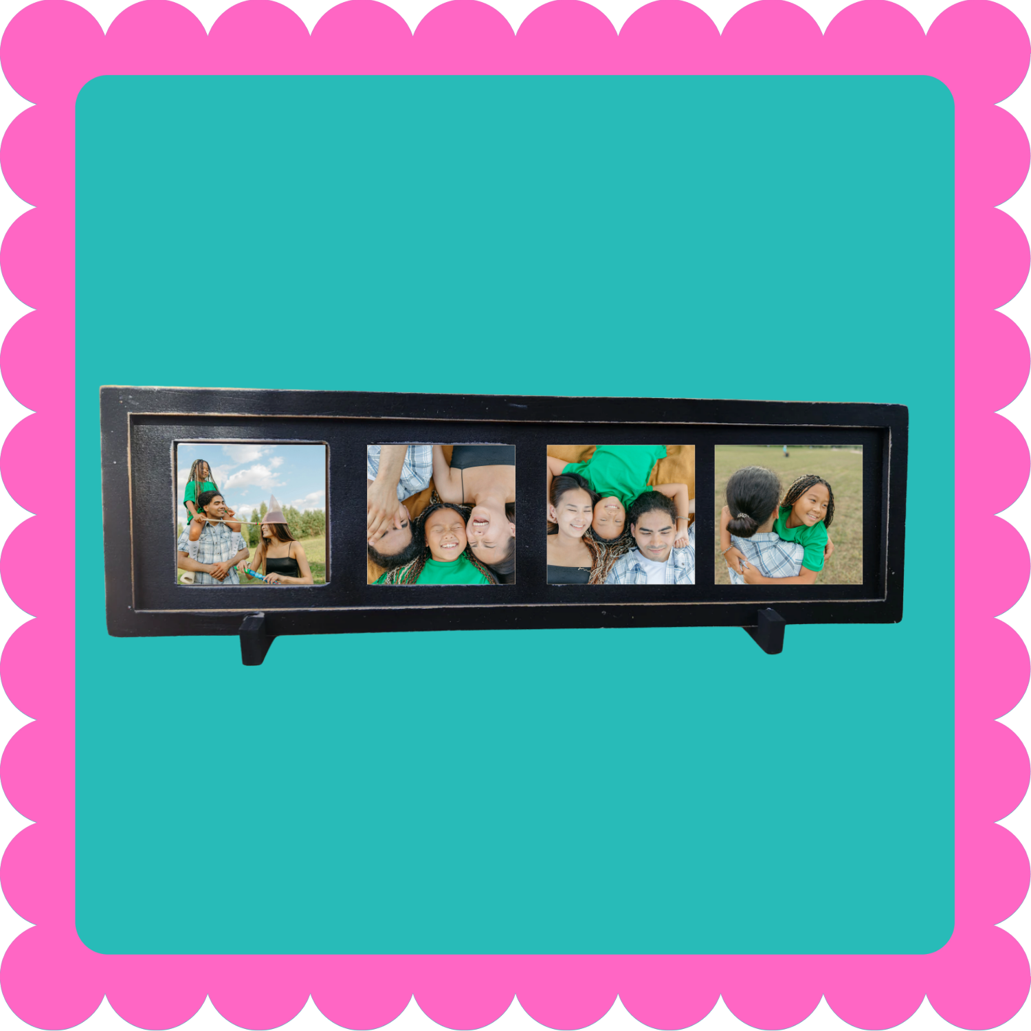 Custom magnetic display frame and stand with included personalized magnets, tabletop and desk photo magnet display. Photo Frame, Magnet Frame