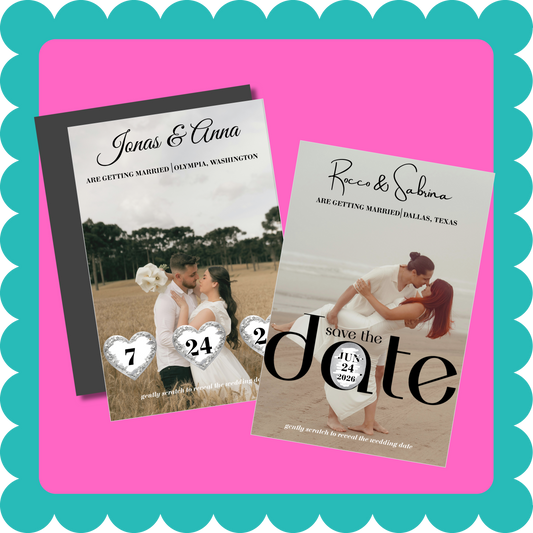 THIN Save the Date SCRATCH OFF Photo Magnets – Flexible Personalized Wedding Announcement