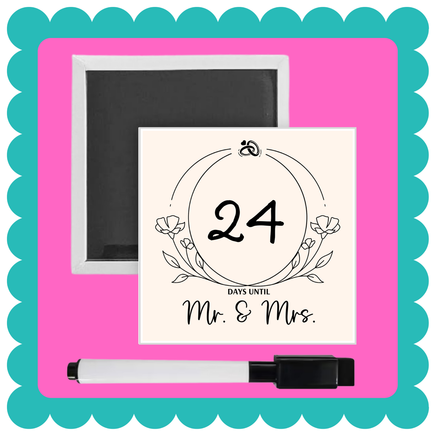 Wedding Date Countdown Magnet with Dry Erase Marker