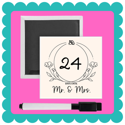 Wedding Date Countdown Magnet with Dry Erase Marker