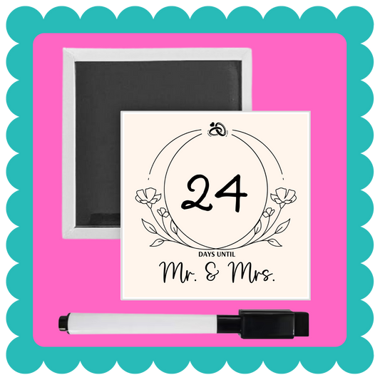Wedding Date Countdown Magnet with Dry Erase Marker